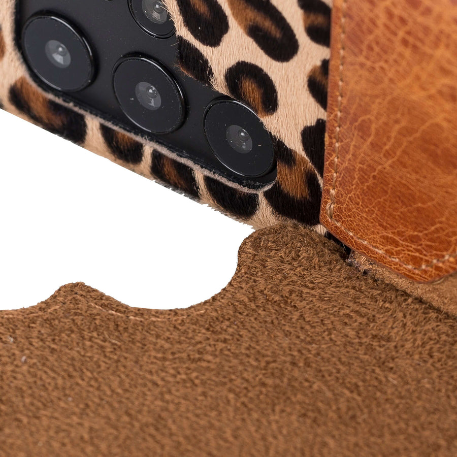 Luxury Leopard Leather Samsung Galaxy S22 Utra Wallet Case with Card Holder - Venito - 4