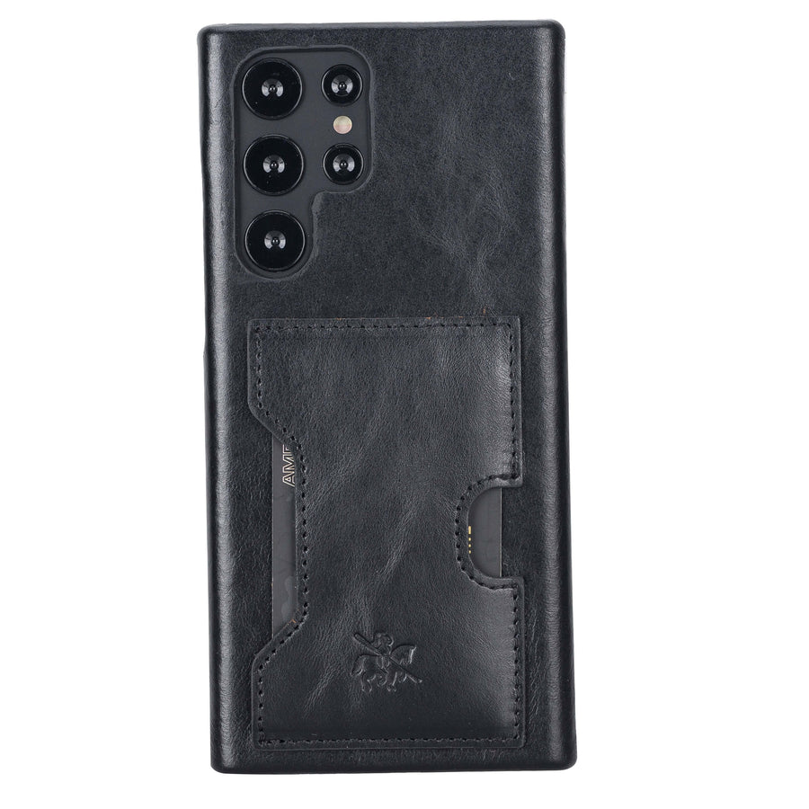Luxury Black Leather Samsung Galaxy S22 Utra Wallet Case with Card Holder - Venito - 5