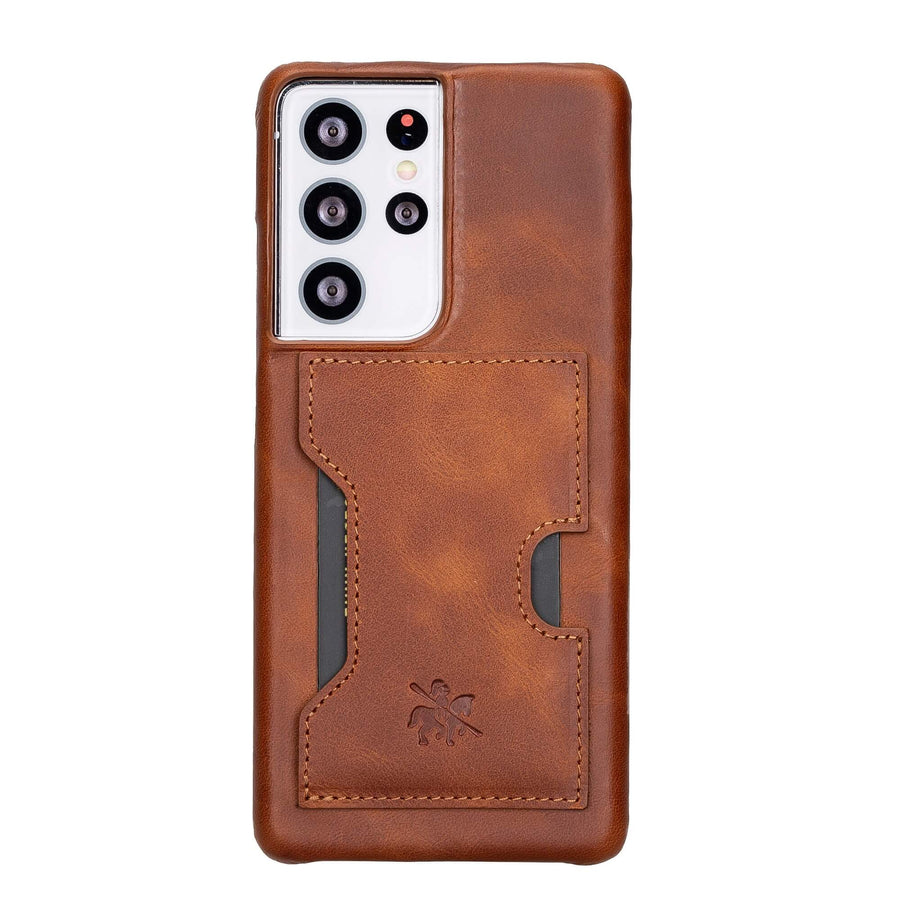 Luxury Brown Leather Samsung Galaxy S21 Ultra Detachable Wallet Case with Card Holder - Venito - 4