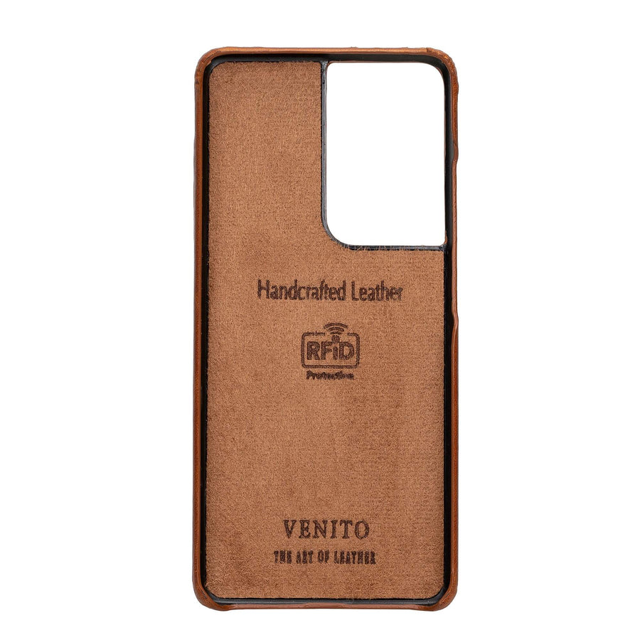 Luxury Brown Leather Samsung Galaxy S21 Ultra Detachable Wallet Case with Card Holder - Venito - 5