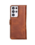 Luxury Brown Leather Samsung Galaxy S21 Ultra Detachable Wallet Case with Card Holder - Venito - 7