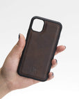 Luxury Dark Brown Leather iPhone 11 Snap-On Case - Venito – 2