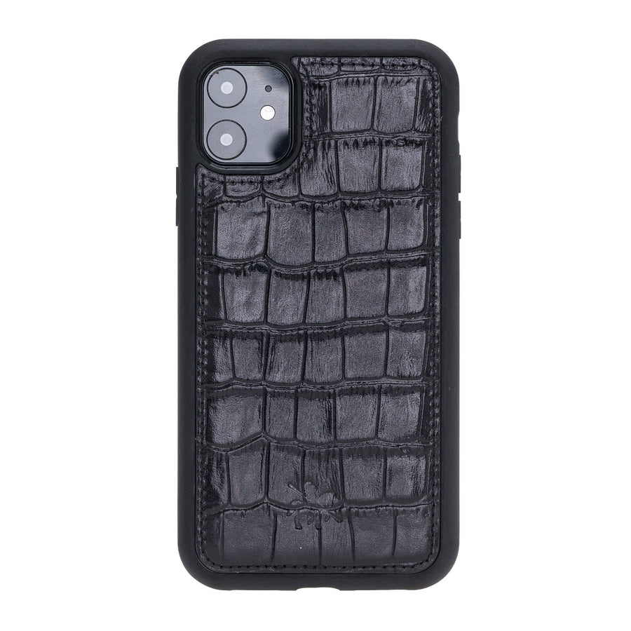Luxury Black Crocodile Leather iPhone 11 Snap-On Case - Venito – 1