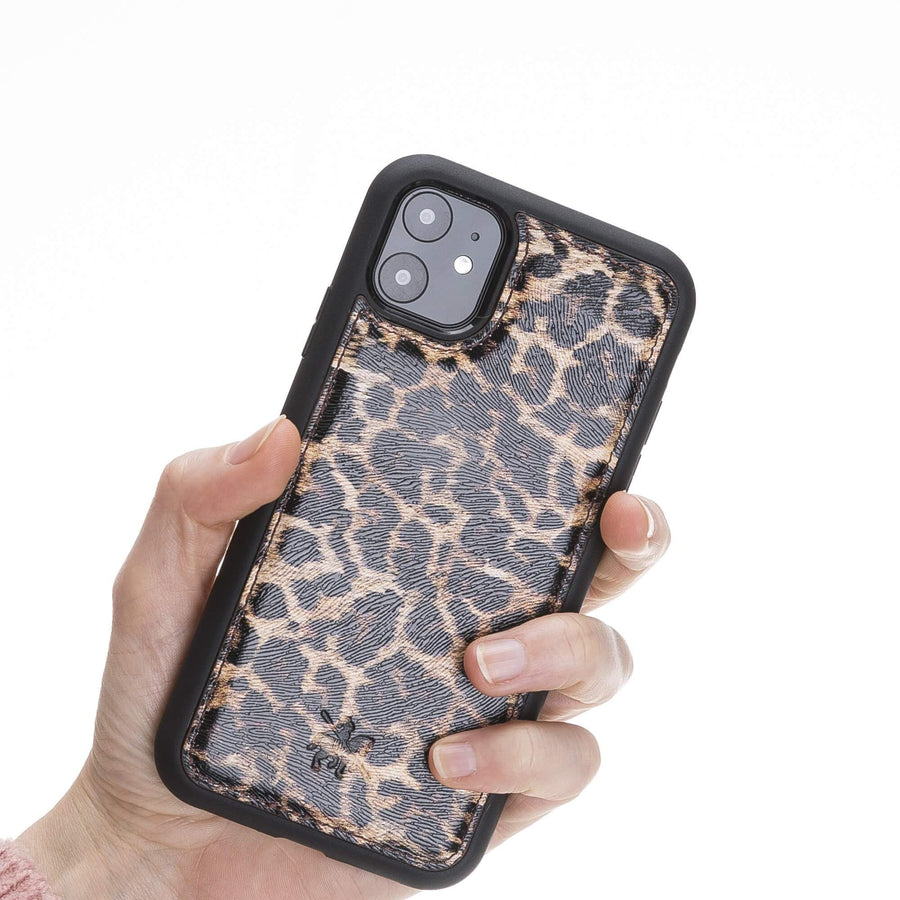 Luxury Leopard Print Leather iPhone 11 Snap-On Case - Venito – 2