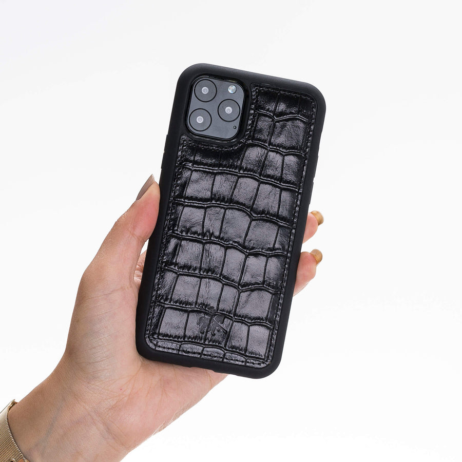 Luxury Black Crocodile Leather iPhone 11 Pro Snap-On Case - Venito – 2