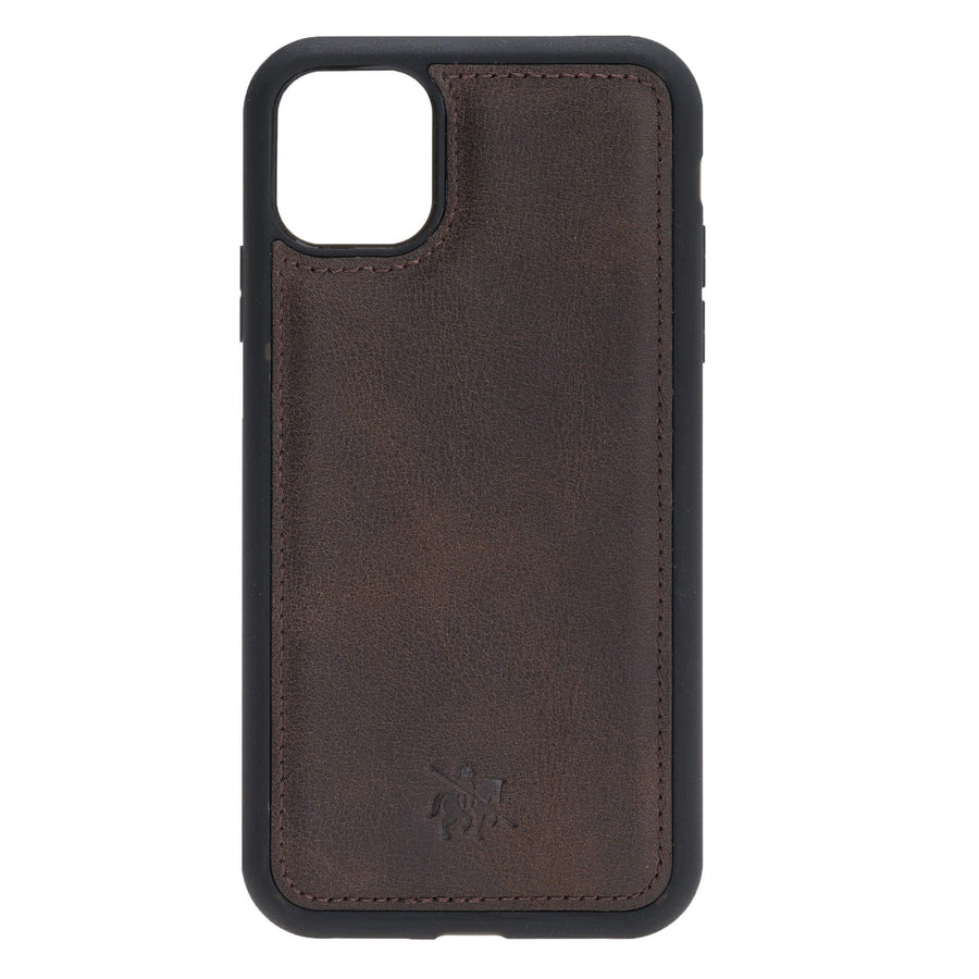 Luxury Dark Brown Leather iPhone 11 Pro Max Snap-On Case - Venito – 1