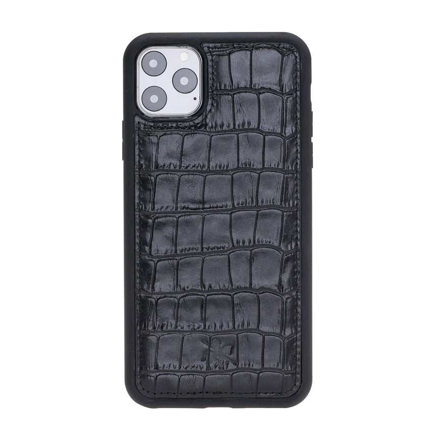 Luxury Black Crocodile Leather iPhone 11 Pro Max Snap-On Case - Venito – 1