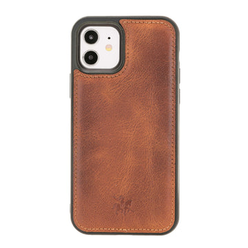 Luxury Brown Leather iPhone 12 Snap-On Case with MagSafe - Venito – 1