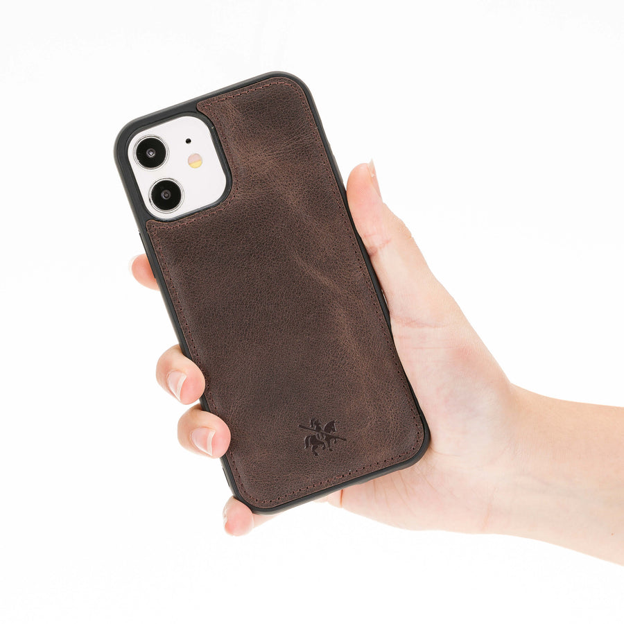 Luxury Dark Brown Leather iPhone 12 Snap-On Case with MagSafe - Venito – 2