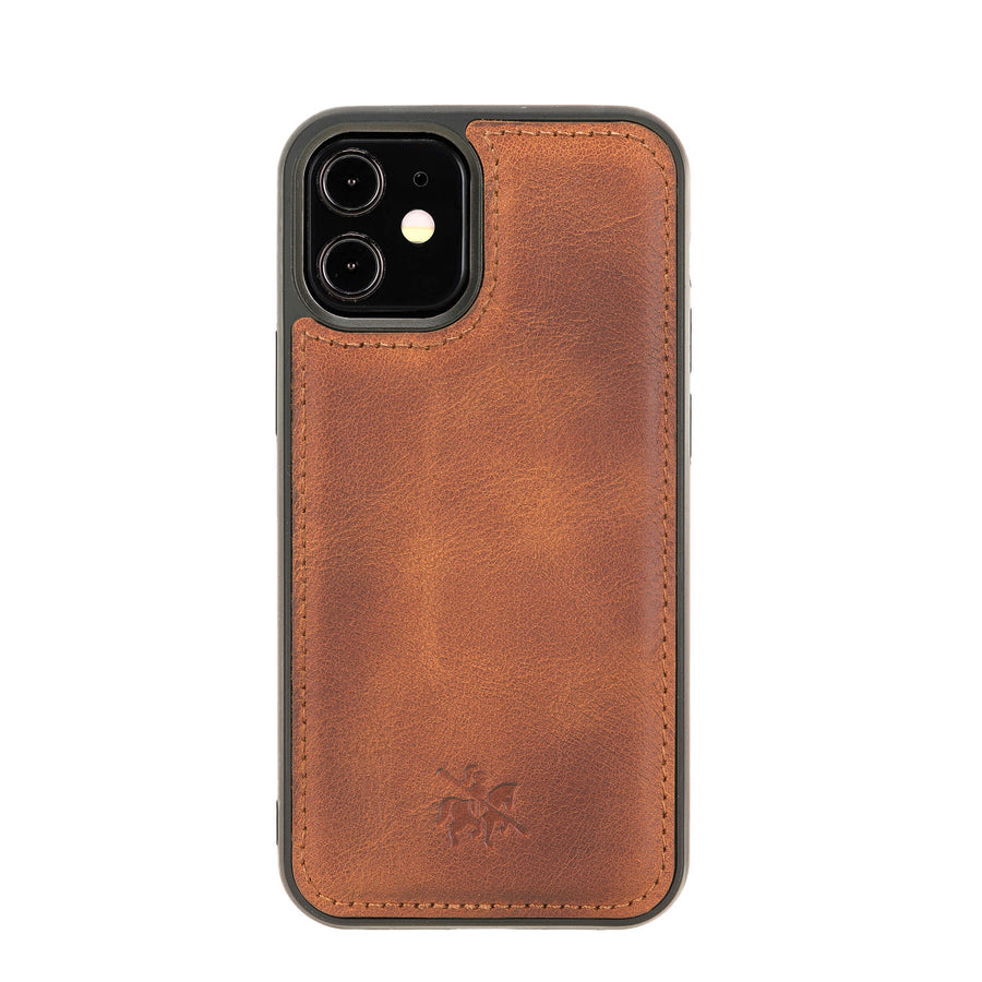  Luxury Brown Leather iPhone 12 Mini Snap-On Case with MagSafe - Venito – 1