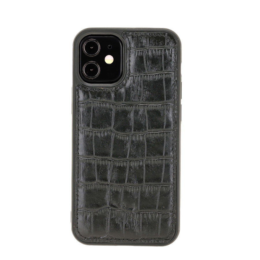  Luxury Black Crocodile Leather iPhone 12 Mini Snap-On Case with MagSafe - Venito – 1