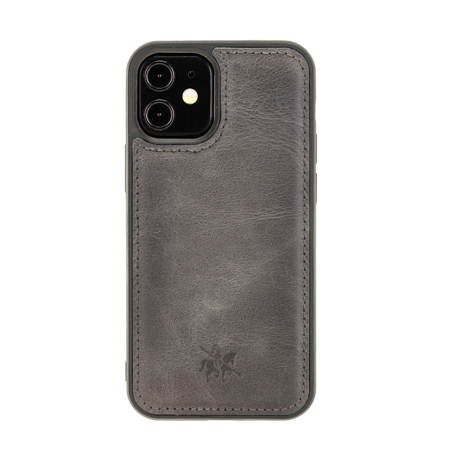  Luxury Gray Leather iPhone 12 Mini Snap-On Case with MagSafe - Venito – 1
