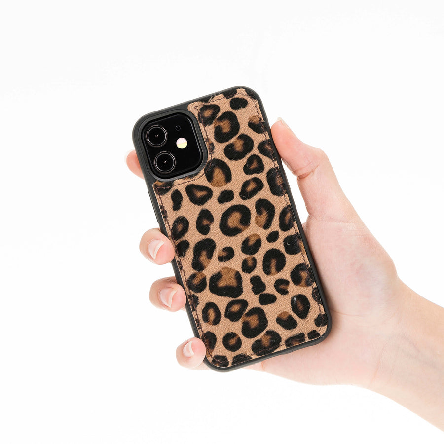  Luxury Leopard Leather iPhone 12 Mini Snap-On Case with MagSafe - Venito – 2
