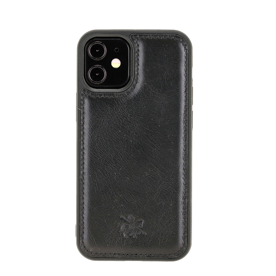  Luxury Black Leather iPhone 12 Mini Snap-On Case with MagSafe - Venito – 1