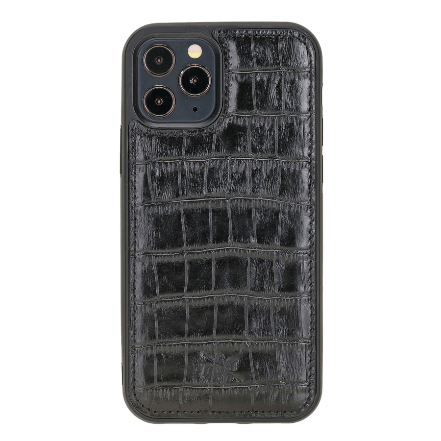 Luxury Black Crocodile Leather iPhone 12 Pro Snap-On Case with MagSafe - Venito – 1