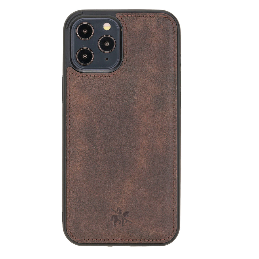 Luxury Dark Brown Leather iPhone 12 Pro Snap-On Case with MagSafe - Venito – 1