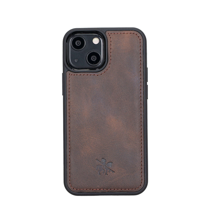 Luxury Dark Brown Leather iPhone 13 Snap-On Case with MagSafe - Venito – 1