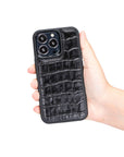  Luxury Black Crocodile Leather iPhone 13 Mini Snap-On Case with MagSafe - Venito – 4