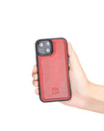  Luxury Red Leather iPhone 13 Mini Snap-On Case with MagSafe - Venito – 4