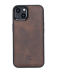  Luxury Dark Brown Leather iPhone 13 Mini Snap-On Case with MagSafe - Venito – 1