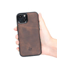  Luxury Dark Brown Leather iPhone 13 Mini Snap-On Case with MagSafe - Venito – 4