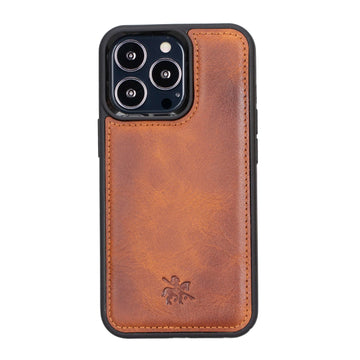 Luxury Brown Leather iPhone 13 Pro Snap-On Case with MagSafe - Venito – 1
