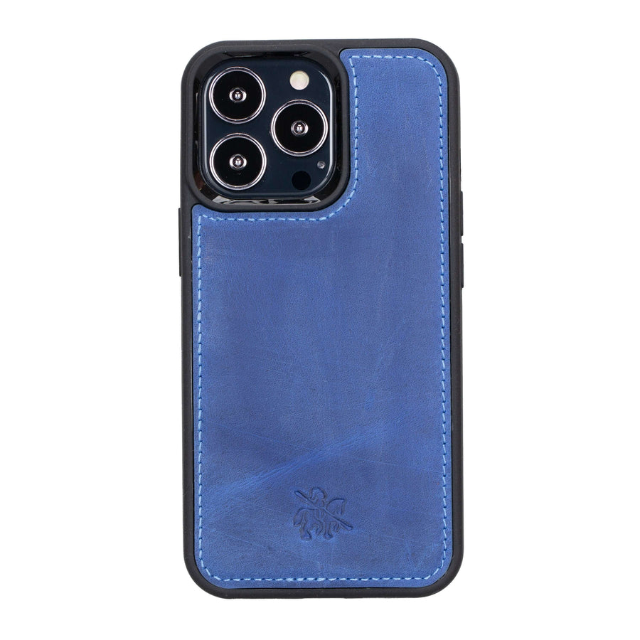 Luxury Blue Leather iPhone 13 Pro Snap-On Case with MagSafe - Venito – 1