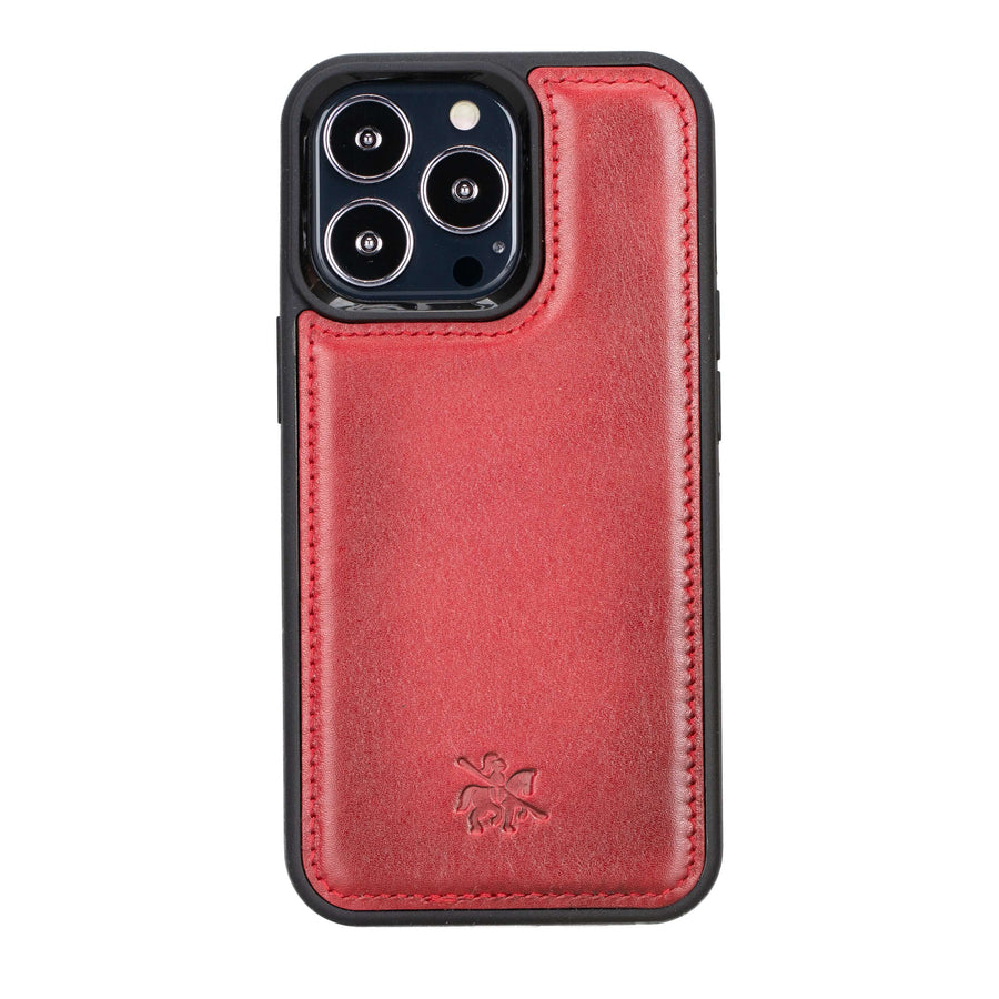 Luxury Red Leather iPhone 13 Pro Snap-On Case with MagSafe - Venito – 1