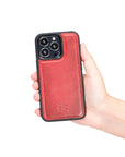 Luxury Red Leather iPhone 13 Pro Snap-On Case with MagSafe - Venito – 4
