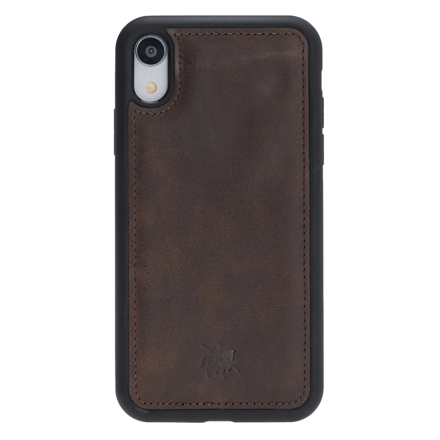 Luxury Dark Brown Leather iPhone XR Snap-On Case - Venito – 1