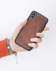 Luxury Brown Leather iPhone XS Snap-On Case - Venito – 2