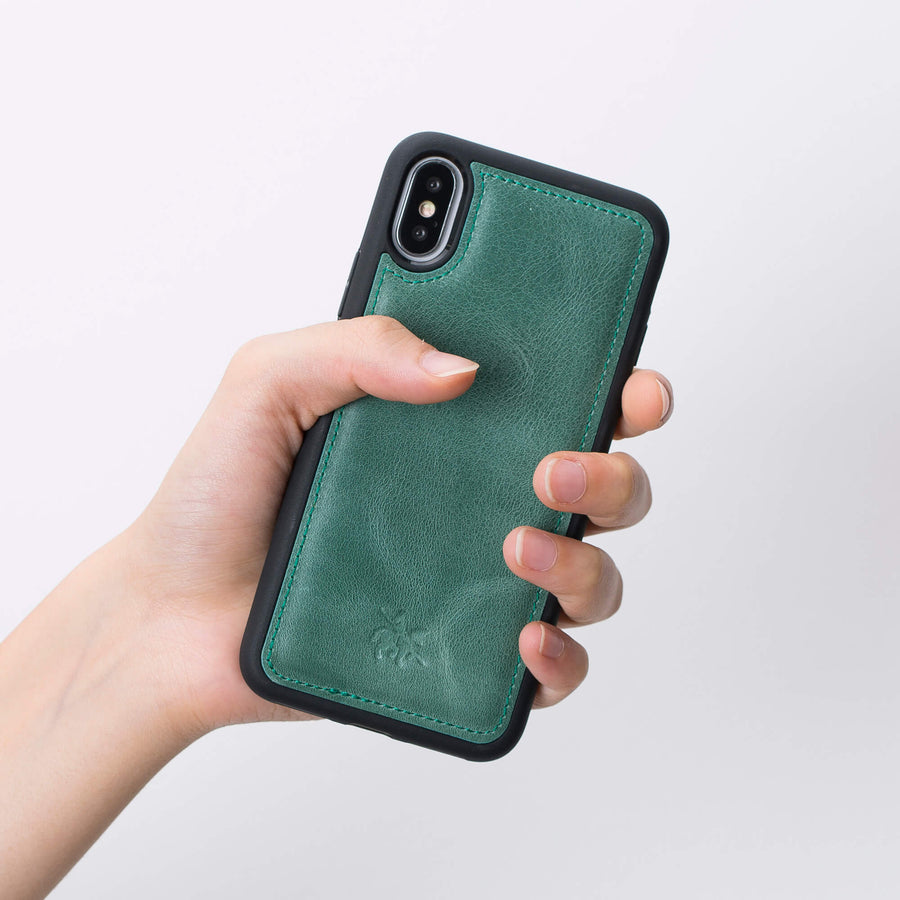 Luxury Green Leather iPhone XS Snap-On Case - Venito – 2