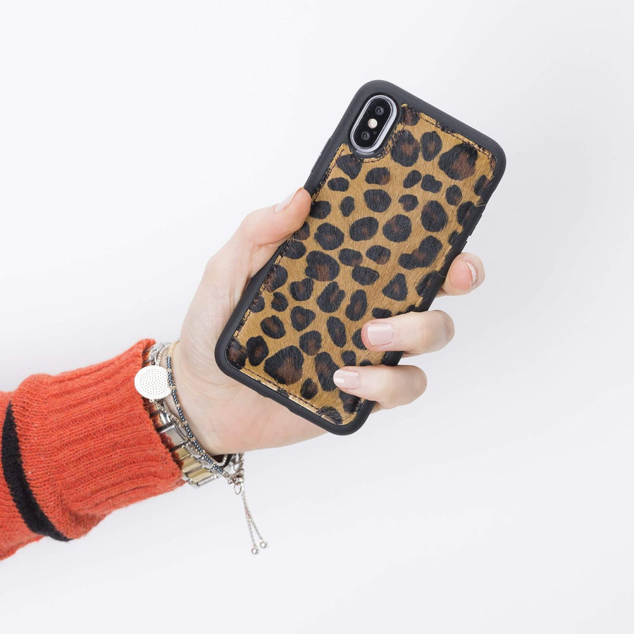Luxury Leopard Leather iPhone XS Snap-On Case - Venito – 2