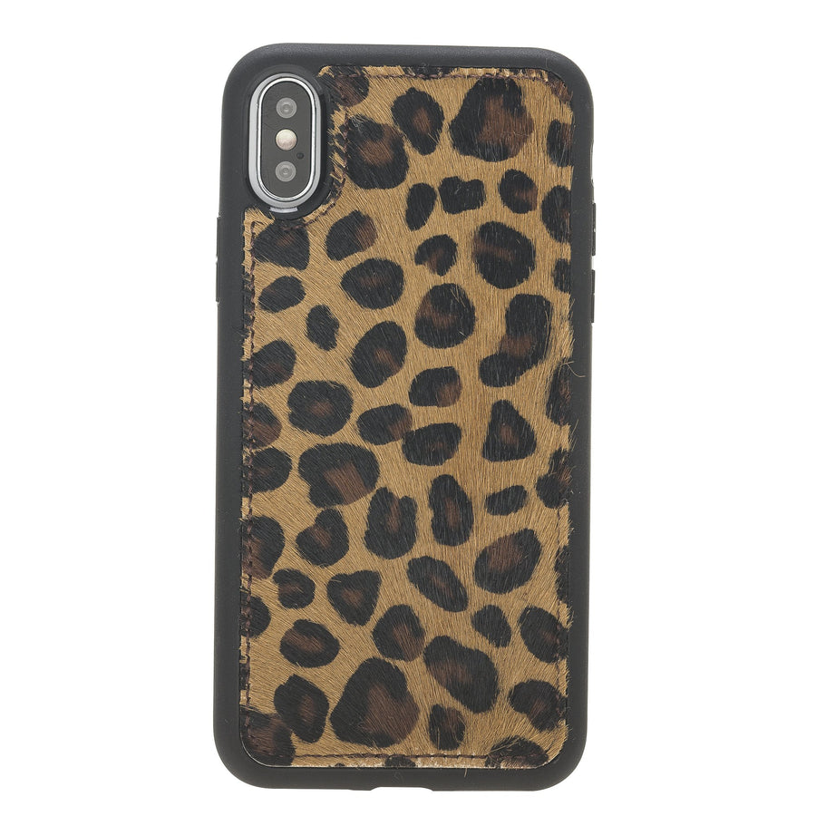Luxury Leopard Leather iPhone XS Snap-On Case - Venito – 1