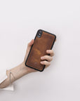 Luxury Brown Leather iPhone XS Max Snap-On Case - Venito – 2