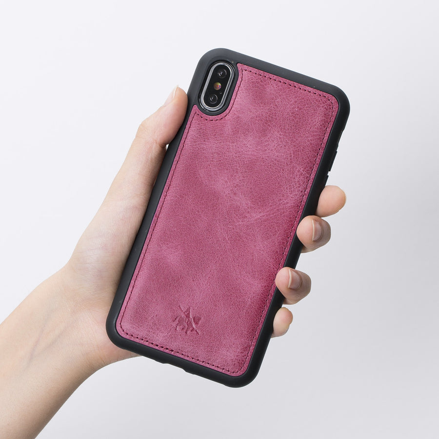 Luxury Rose Pink Leather iPhone XS Max Snap-On Case - Venito – 2