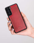 Luxury Red Leather Samsung Galaxy S21 Snap-On Case - Venito – 2