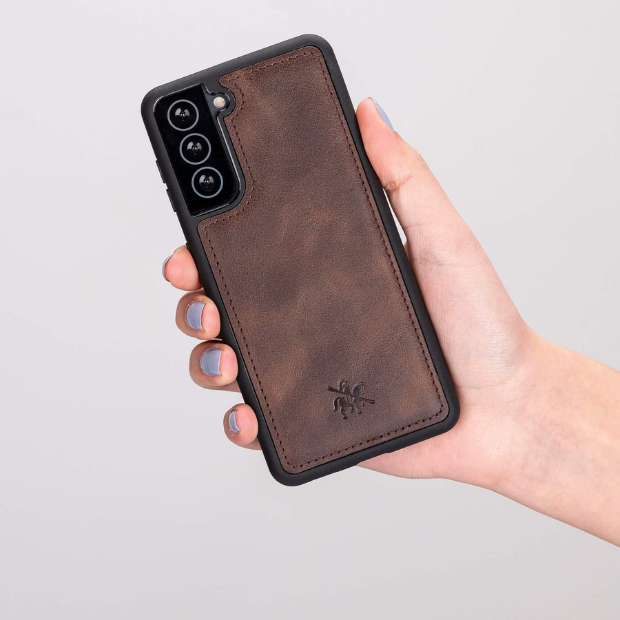 Luxury Dark Brown Leather Samsung Galaxy S21 Snap-On Case - Venito – 2