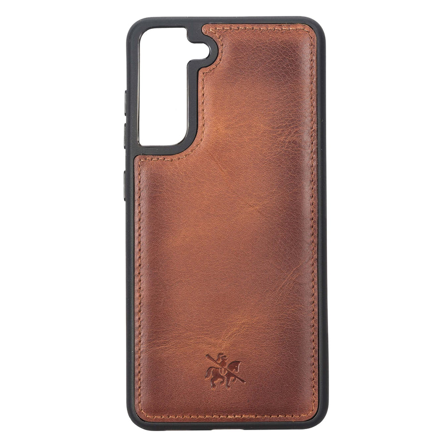 Luxury Brown Leather Samsung Galaxy S21 FE Snap-On Case - Venito – 1