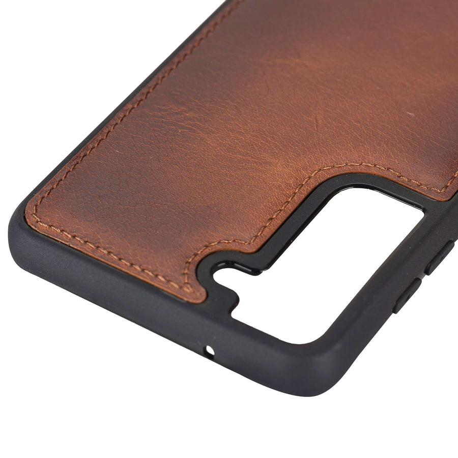 Luxury Brown Leather Samsung Galaxy S21 FE Snap-On Case - Venito – 2