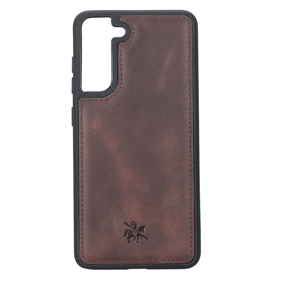 Luxury Dark Brown Leather Samsung Galaxy S21 FE Snap-On Case - Venito – 1