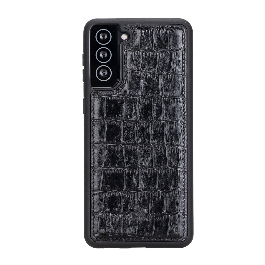 Luxury Black Crocodile Leather Samsung Galaxy S21 Plus Snap-On Case - Venito – 1