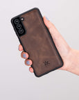 Luxury Dark Brown Leather Samsung Galaxy S21 Plus Snap-On Case - Venito – 2