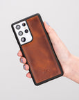 Luxury Brown Leather Samsung Galaxy S21 Ultra Snap-On Case - Venito – 2