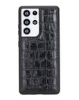 Luxury Black Crocodile Leather Samsung Galaxy S21 Ultra Snap-On Case - Venito – 1