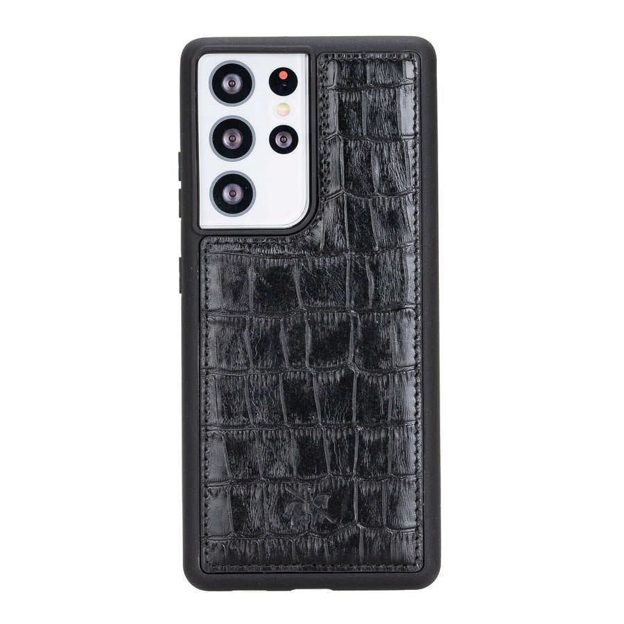 Luxury Black Crocodile Leather Samsung Galaxy S21 Ultra Snap-On Case - Venito – 1