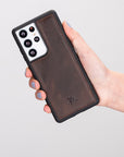 Luxury Dark Brown Leather Samsung Galaxy S21 Ultra Snap-On Case - Venito – 2