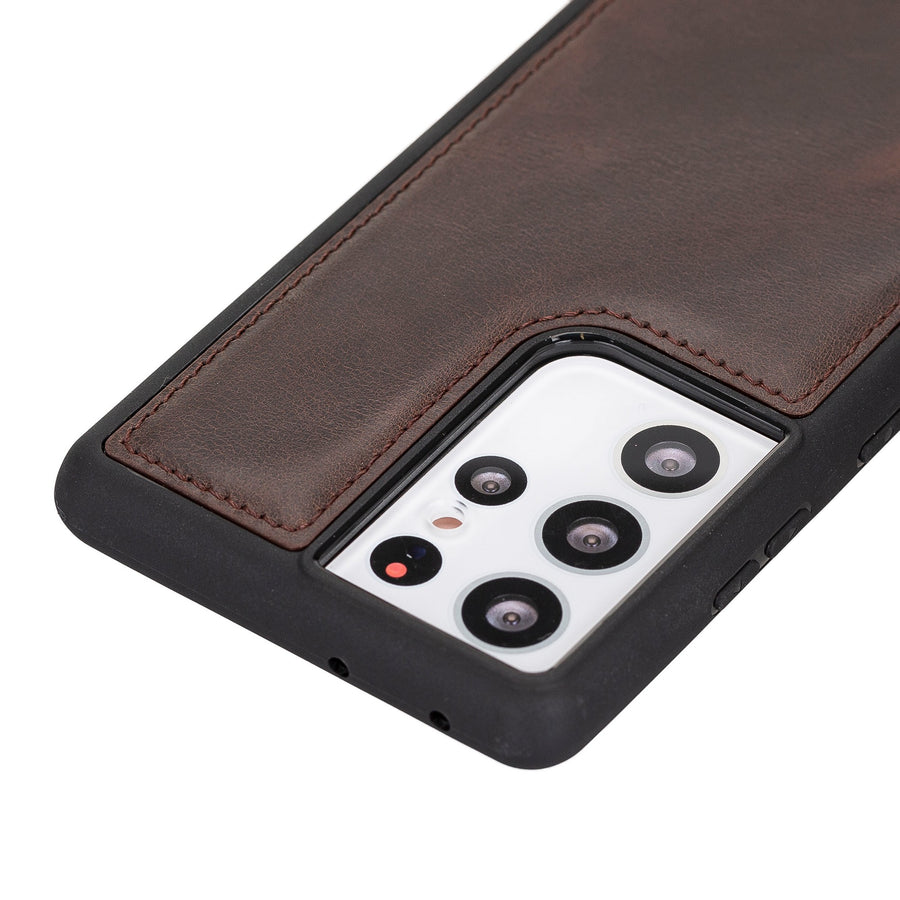 Luxury Dark Brown Leather Samsung Galaxy S21 Ultra Snap-On Case - Venito – 3