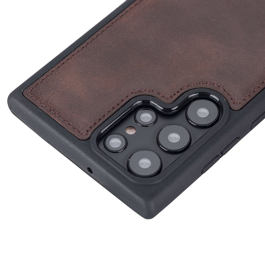 Luxury Dark Brown Leather Samsung Galaxy S22 Ultra Snap-On Case - Venito – 2