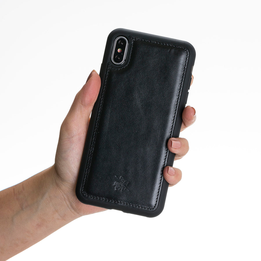 Luxury Rustic Black Leather iPhone XS Max Snap-On Case - Venito – 2
